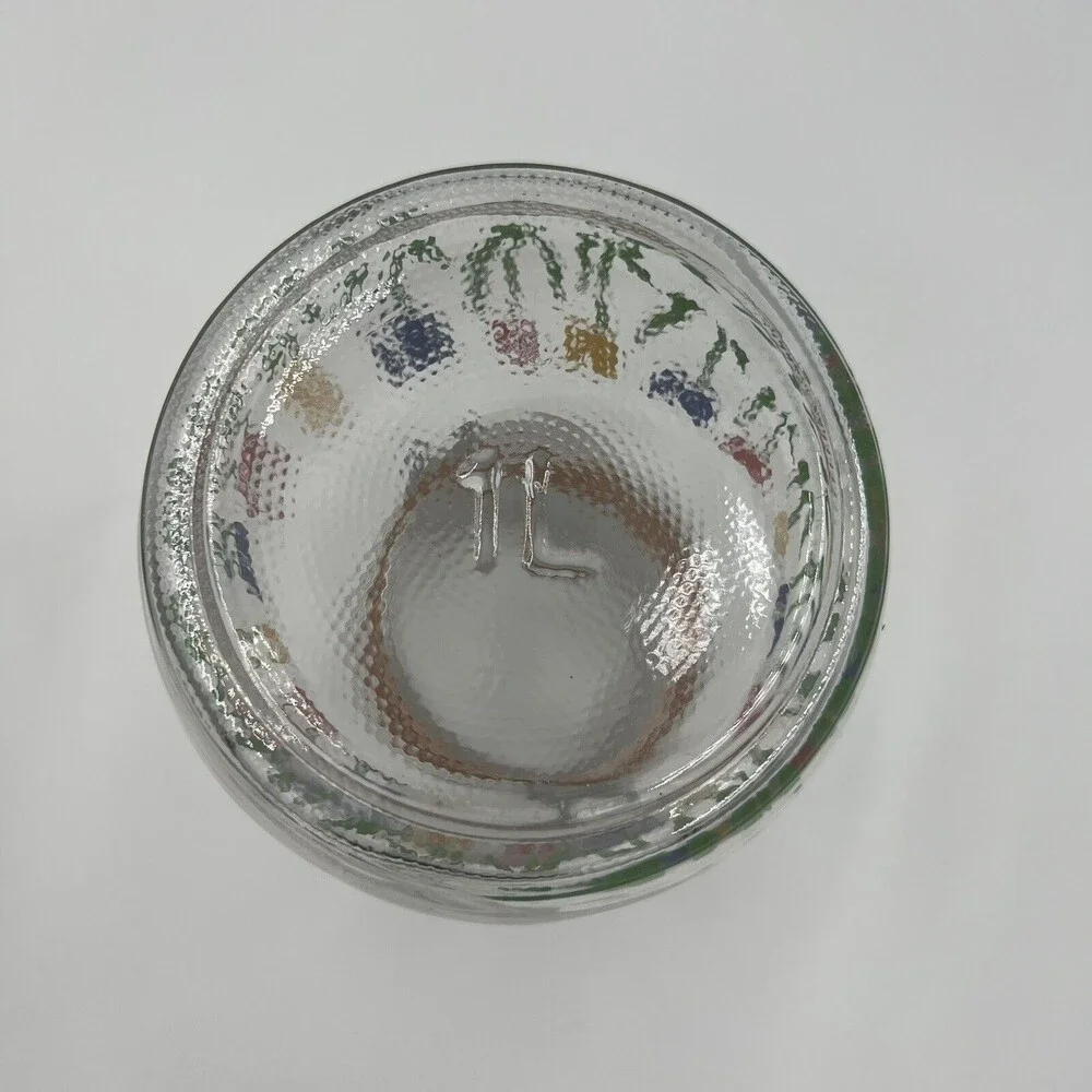 1 L Arc France Glass Canister Jar Tulip Floral Hinged‎ Lid